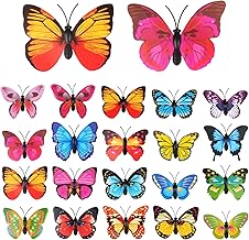 20 Stück Schmetterling Deko mit Sicherheitsnadeln, Bunte Schmetterling Brosche, PVC Schmetterlinge zum Anstecken, Schmetterlinge Anstecker für Kleidung Rucksack Curtains Dekoration(Zufälliger Stil)