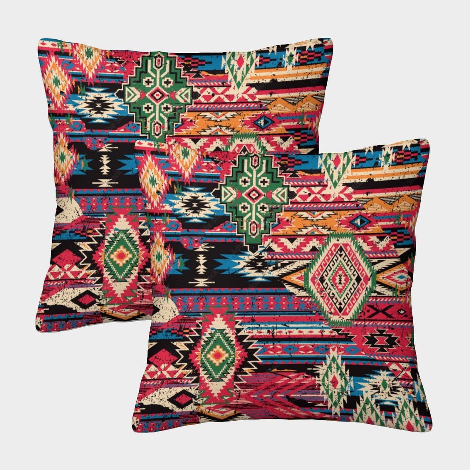kaiyun 2 Pack 3D Native American Cushion 3D Patchwork Abstract Patterns Soft Touch Pillowcase,sofa Chair Home Furnishings 45x45cm