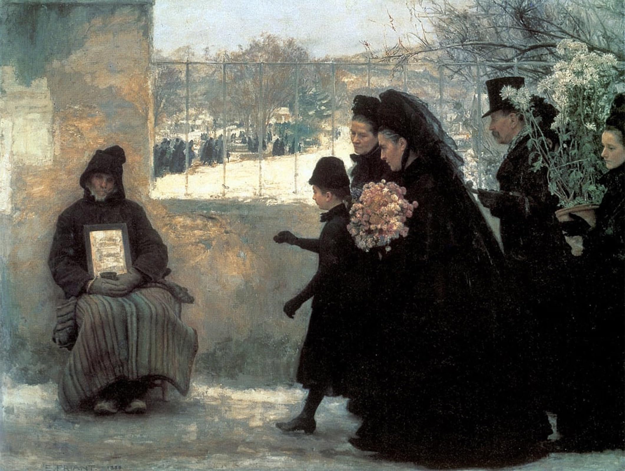 Serendipitp No Frame Vintage Picture Print On Canvas Wall Art Poster All Saints Day By Emile Friant Artwork Print Poster For Wall Decor 60X90cm