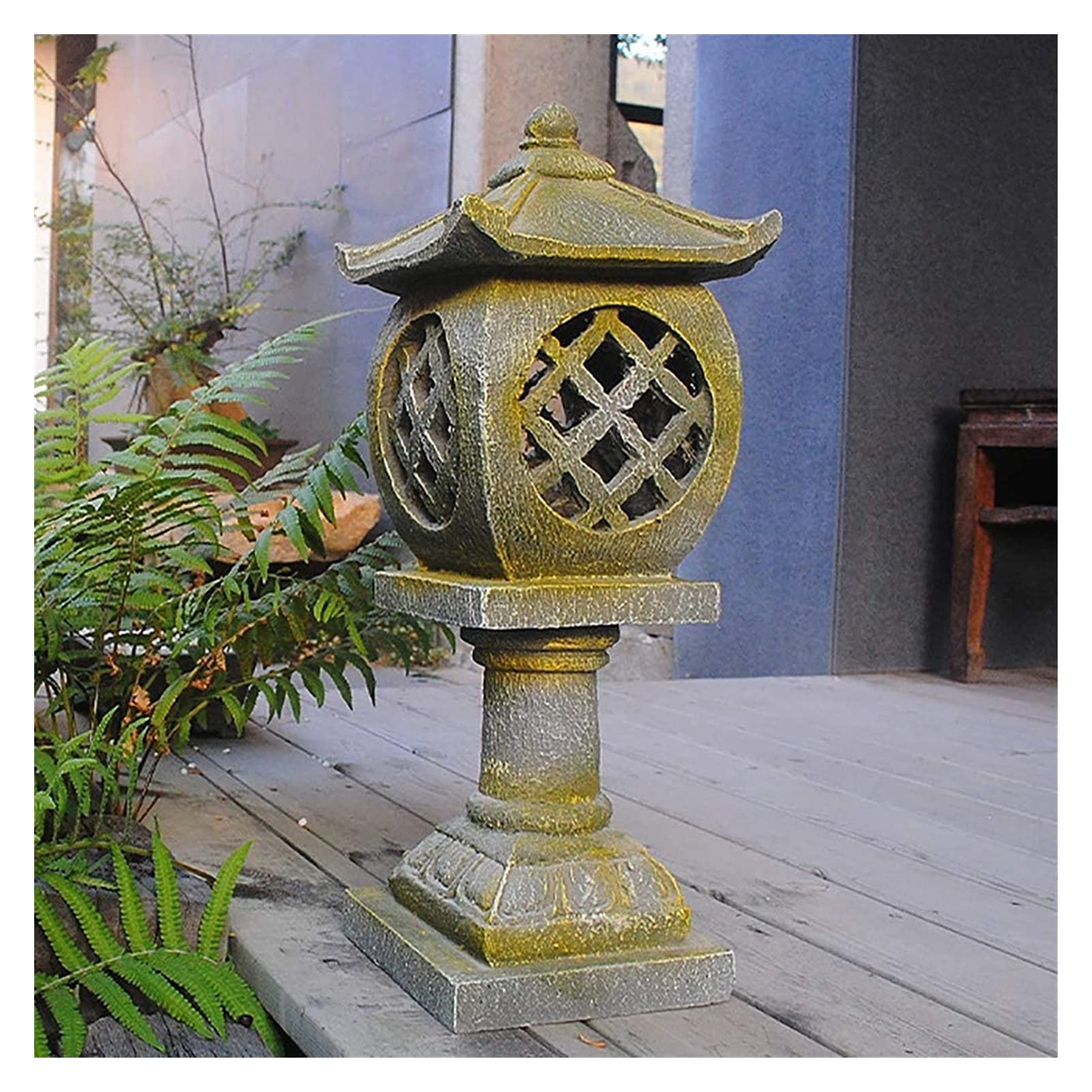 PAGOIAAR Garden Statue Animal Sculpture Outdoor Decor Gift Resin Outdoor Statues Ornaments, Pagoda Stupa Garden Lantern Sculptures Japanese Style Asian Decor Crafts Patio Yard Figurines(A)