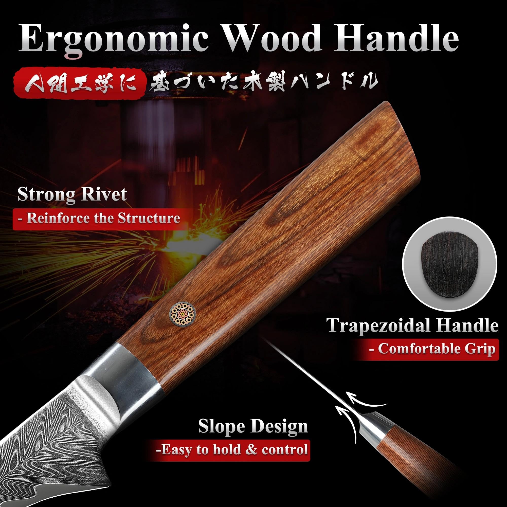 Dragon Creek Couteau Désosser 19 cm Acier Damas pour Viande et Poisson | Couteau précis pour la préparation de la viande et du poisson. Manche ergonomique pour un contrôle optimal.