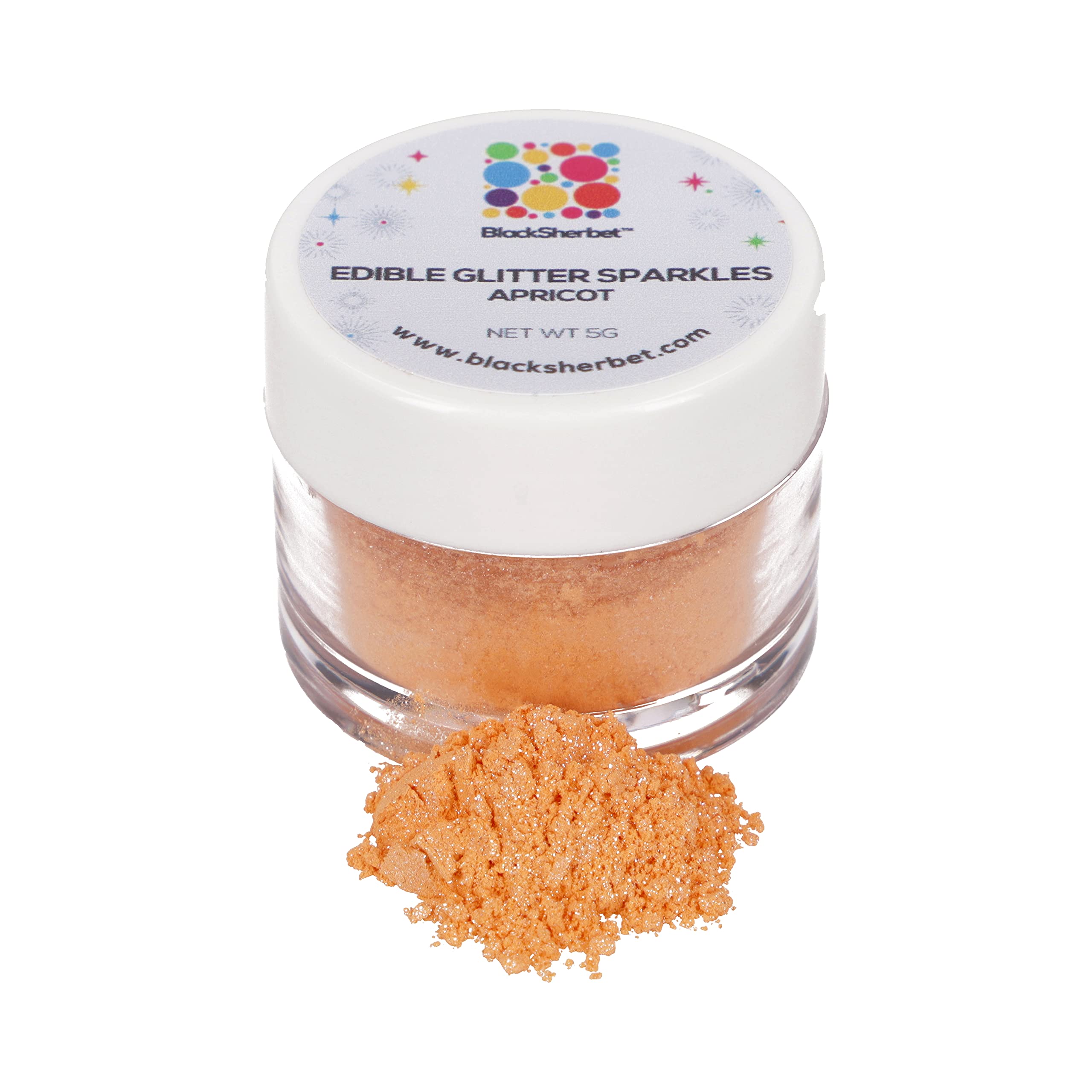 Blacksherbet Apricot Edible Glitter for Drinks 5 Grams | KOSHER Certified | Drink Glitter and Luster Dust for Cake, Cake Pops, Edible Glitter Cocktails Food, Cocktail glitter