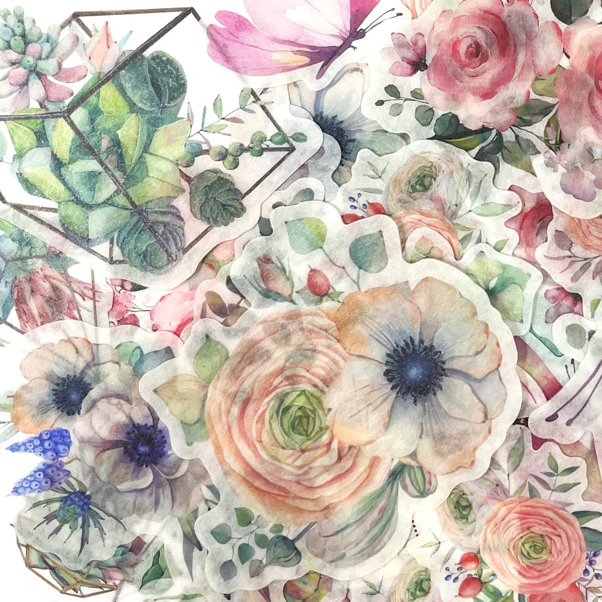 allydrew Dekoracyjne naklejki Washi do scrapbookingu, majsterkowanie na artykuły pa, pamiętnik, tworzenie kart (60 szt.), pastelowy ogród