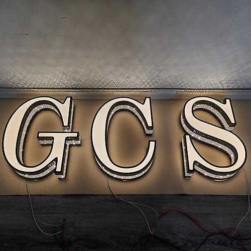 Miniatura 2 de Letras grandes iluminadas para exteriores, letras de canal de 10 a 20 pulgadas de alto, letreros de negocios iluminados de acero inoxidable para