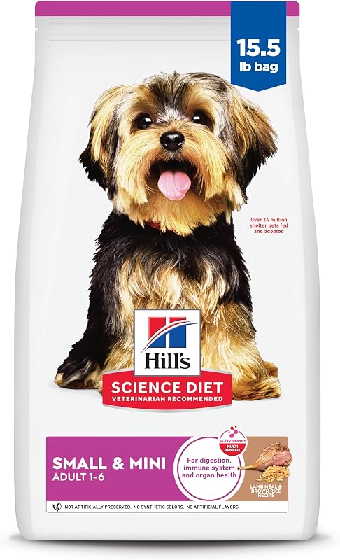Hill's Science Diet Adult 1-6 Alimento seco para perros pequeños y mini | #1 recomendado por veterinarios, harina de cordero y arroz integral, bolsa de 15.5 lb
