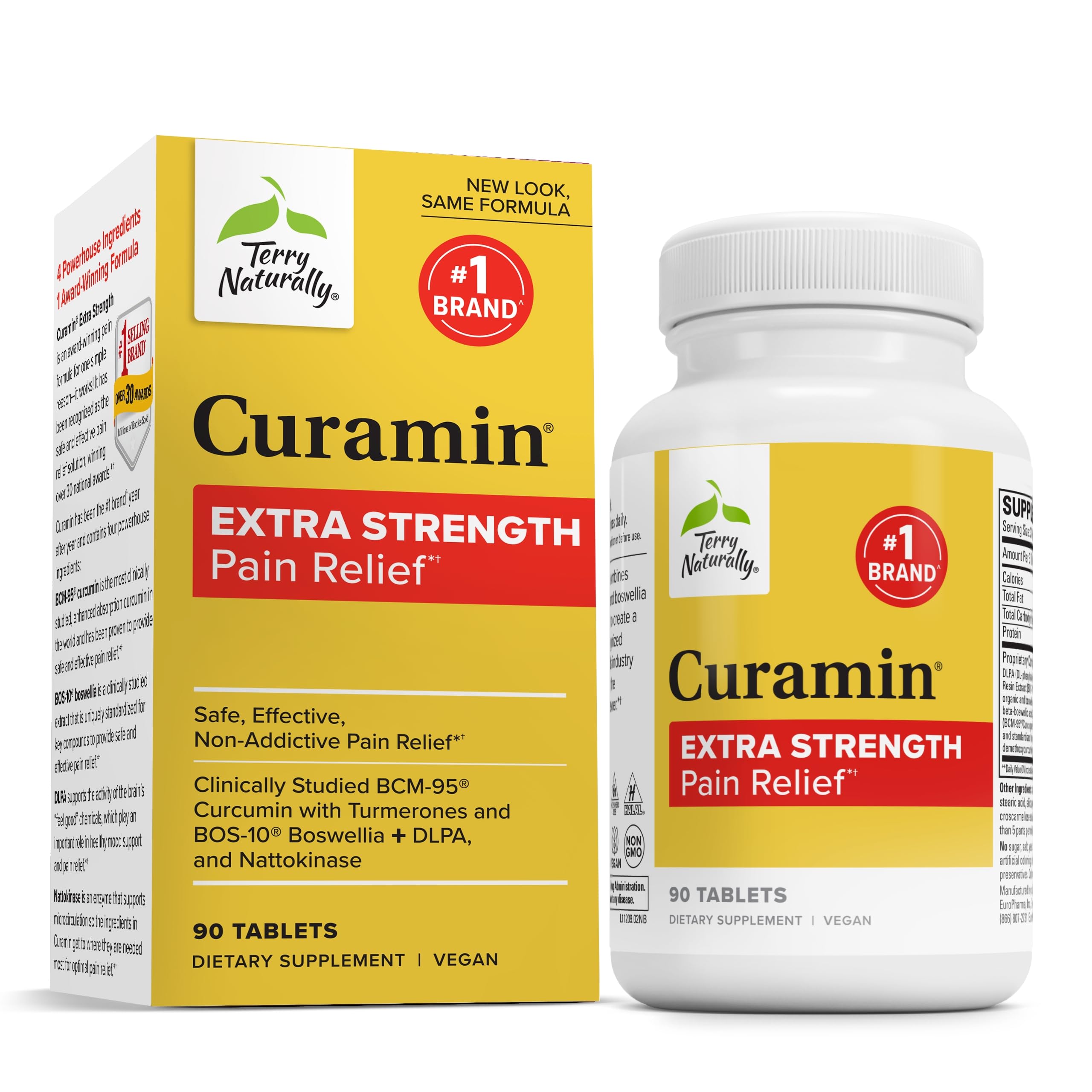 Terry Naturally Curamin Extra Strength - Curcumin & Boswellia for Healthy Circulation Support - Turmeric Supplement to Support Joints, Muscle Health & Endorphin Production - 90 Tablets