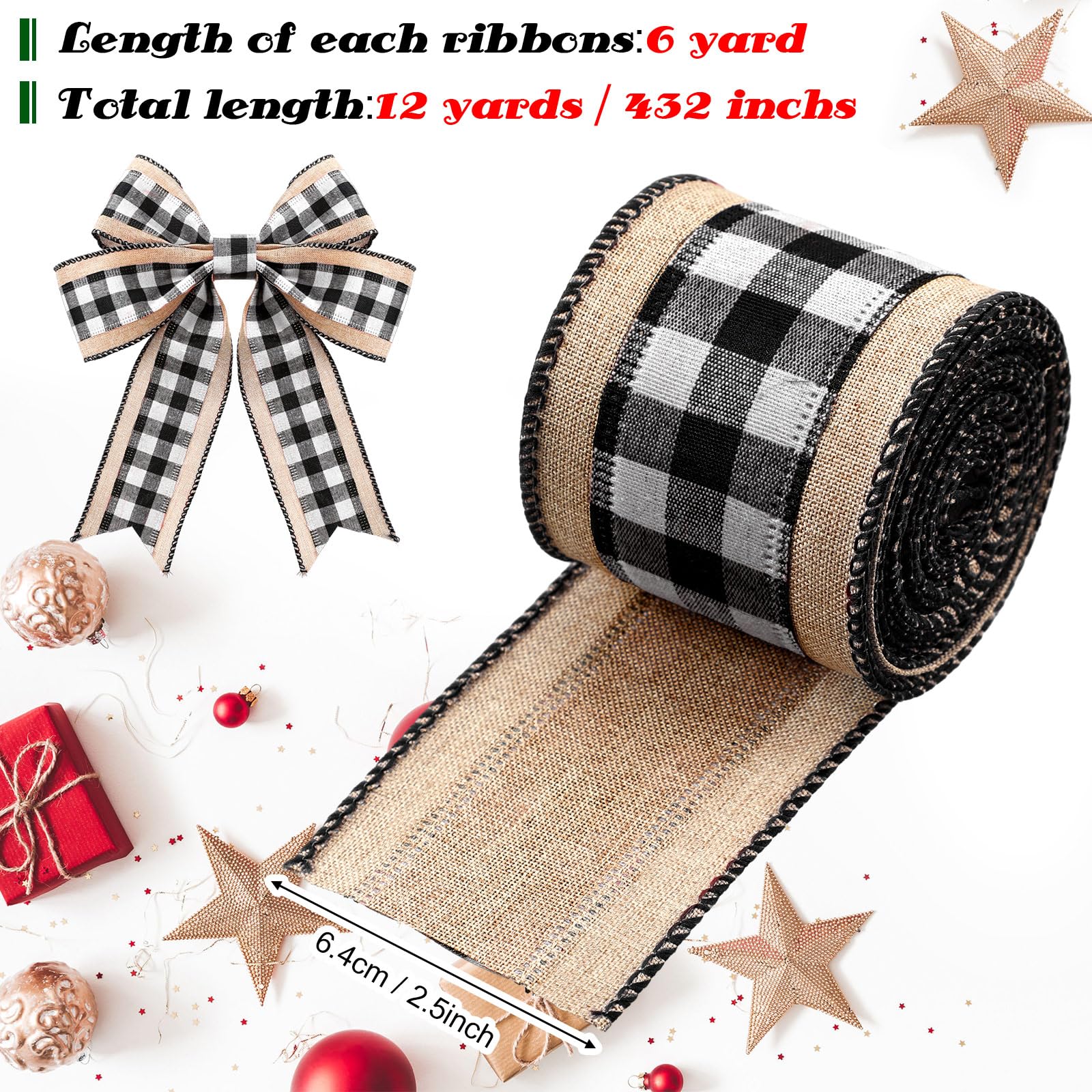 Craig Bachman Diagonal Plaid Check Wired Edge Ribbon - Moss Green, Ivory, 100% Polyester, 1.5