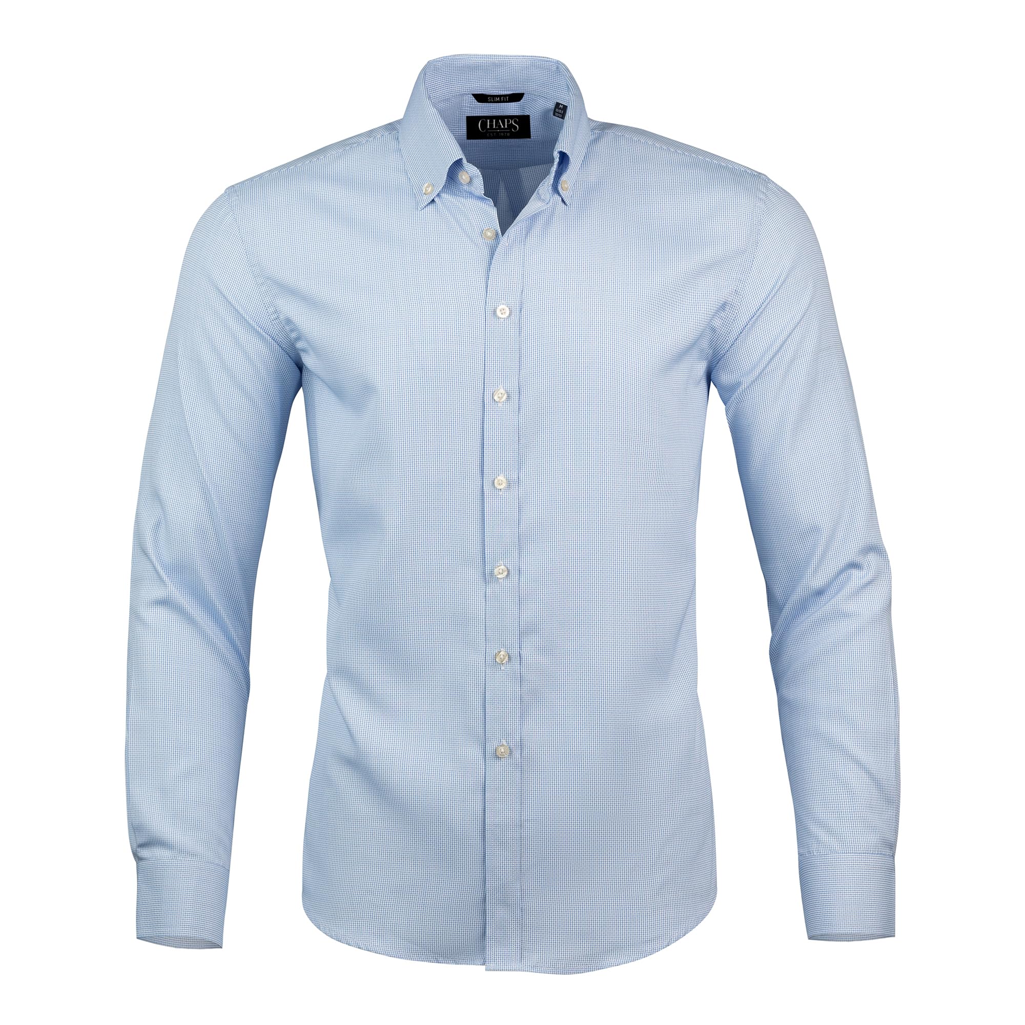 Size M Chaps Slim Fit Long Sleeve Button Down Dress Shirts for Men - Wrinkle Free Long Sleeve Shirt Mens Formal 4-Way Stretch