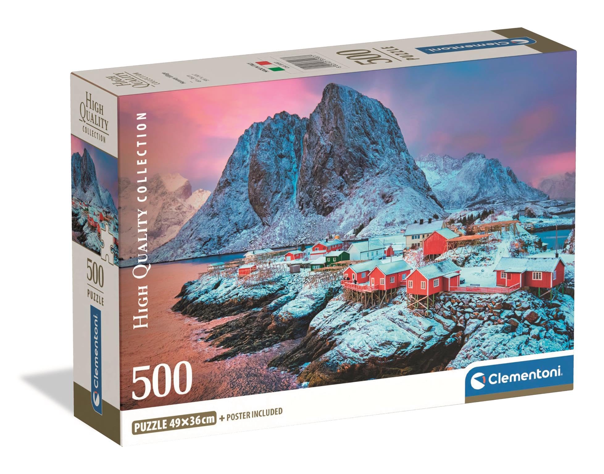 Clementoni Jigsaw Puzzle 500 pieces Collection Hamnoy Village, Puzzle for Adults 14-99 Years, Compact box, Made in Italy, 35587