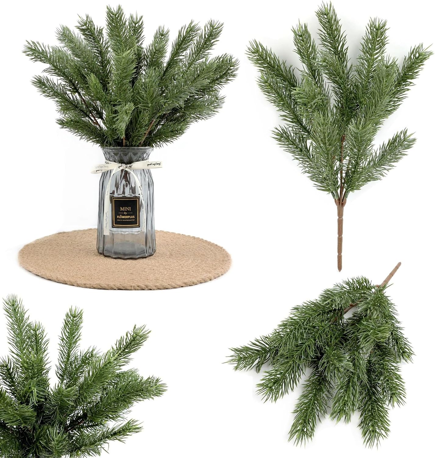 POTRUWE 6 Pack Christmas Norfolk Pine Branches, Artificial 14.5 Inch