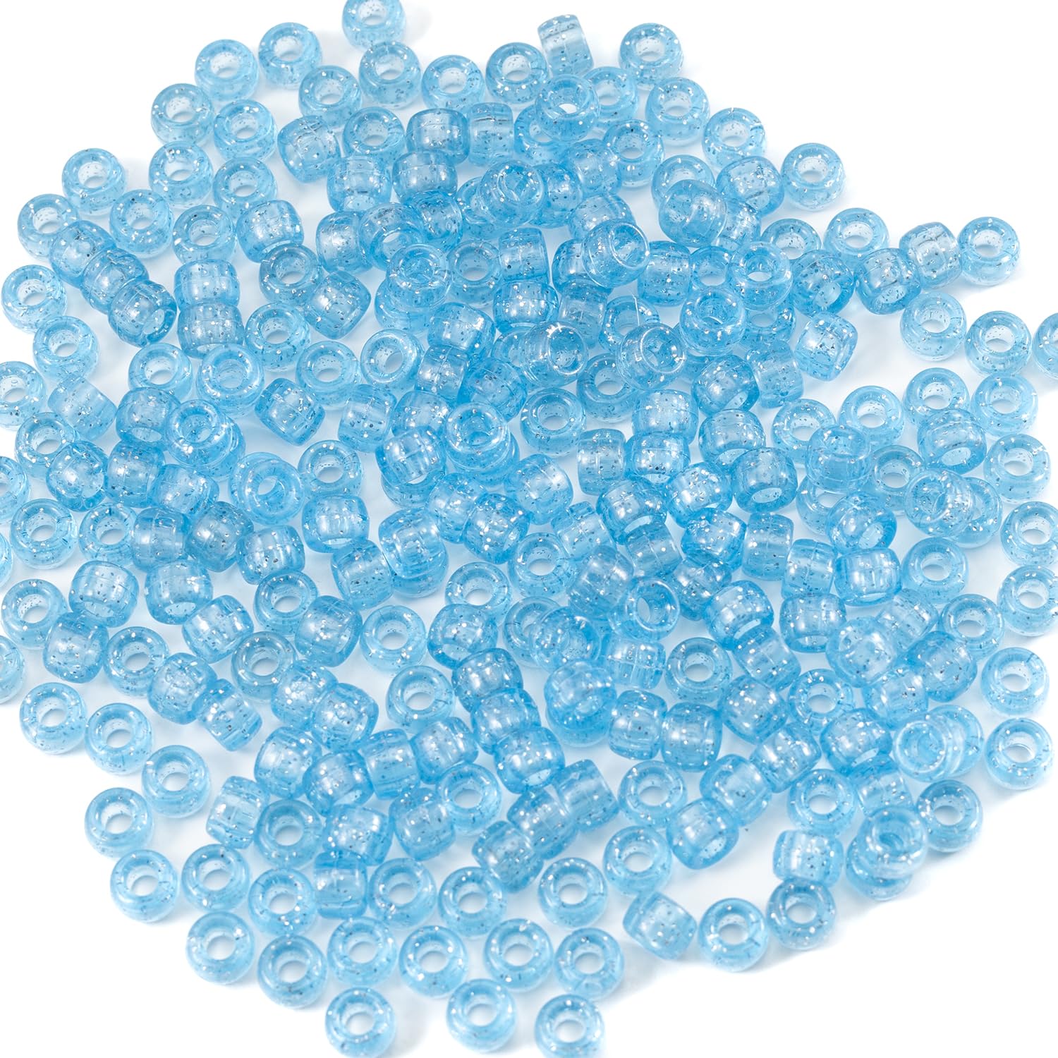 Gxueshan 1000 Pcs Acrylic Plastic Transparent Blue Pony Beads Large Hole Pens Hair Braiding 6x9mm Bulk Kandi Beads for Friendship Bracelet Necklace Jewelry Making Kit - Image 2