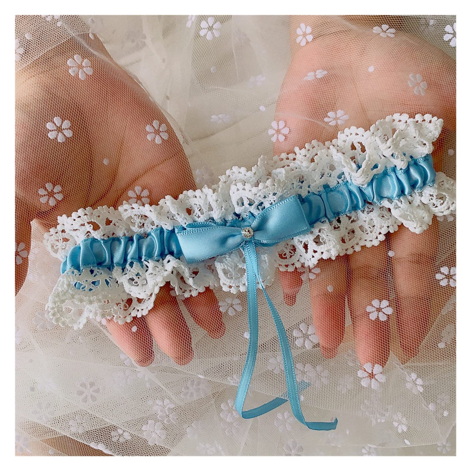Ladies Wedding Party Bridal Lace Blue Leg Ring Loop Stocking Pas do pończoch (Kolor: 8 róż, Rozmiar: 35-60 cm) (3 Off white 35) (1 Black 35)