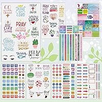 Vista 4 de 48 hojas de 1419 piezas de calcomanías cristianas para la Biblia, motivación y escritura, planificador de diario, notas de aliento devocional