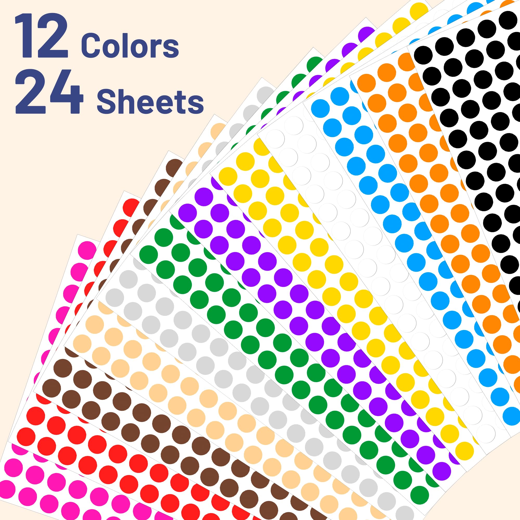 3000 Adesivi Rotondi Colorati 25mm - Etichette Punti Adesivi Per Ufficio E Scuola (6 Rotoli) - Foto 4