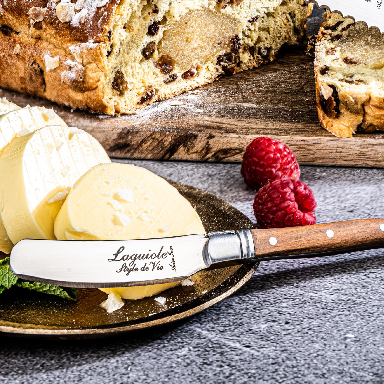 Laguiole Style de Vie Buttermesser Luxury Line, 4-teilig, Olivenholz