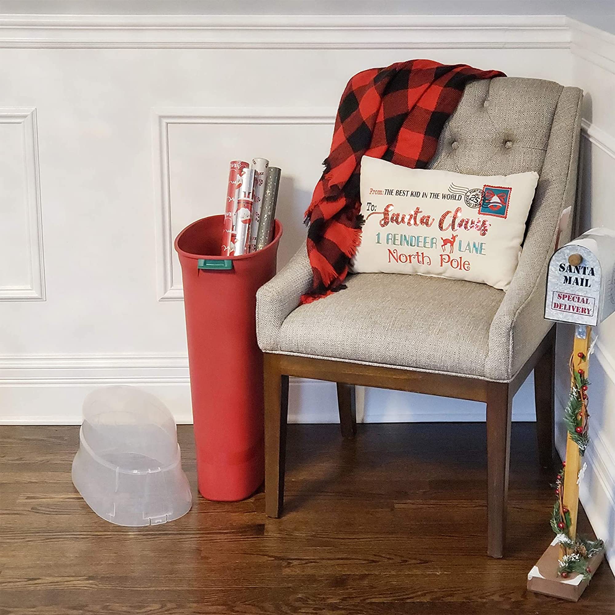 Homz Pack Seasonal Holiday Plastic Vertical Gift Wrap Storage