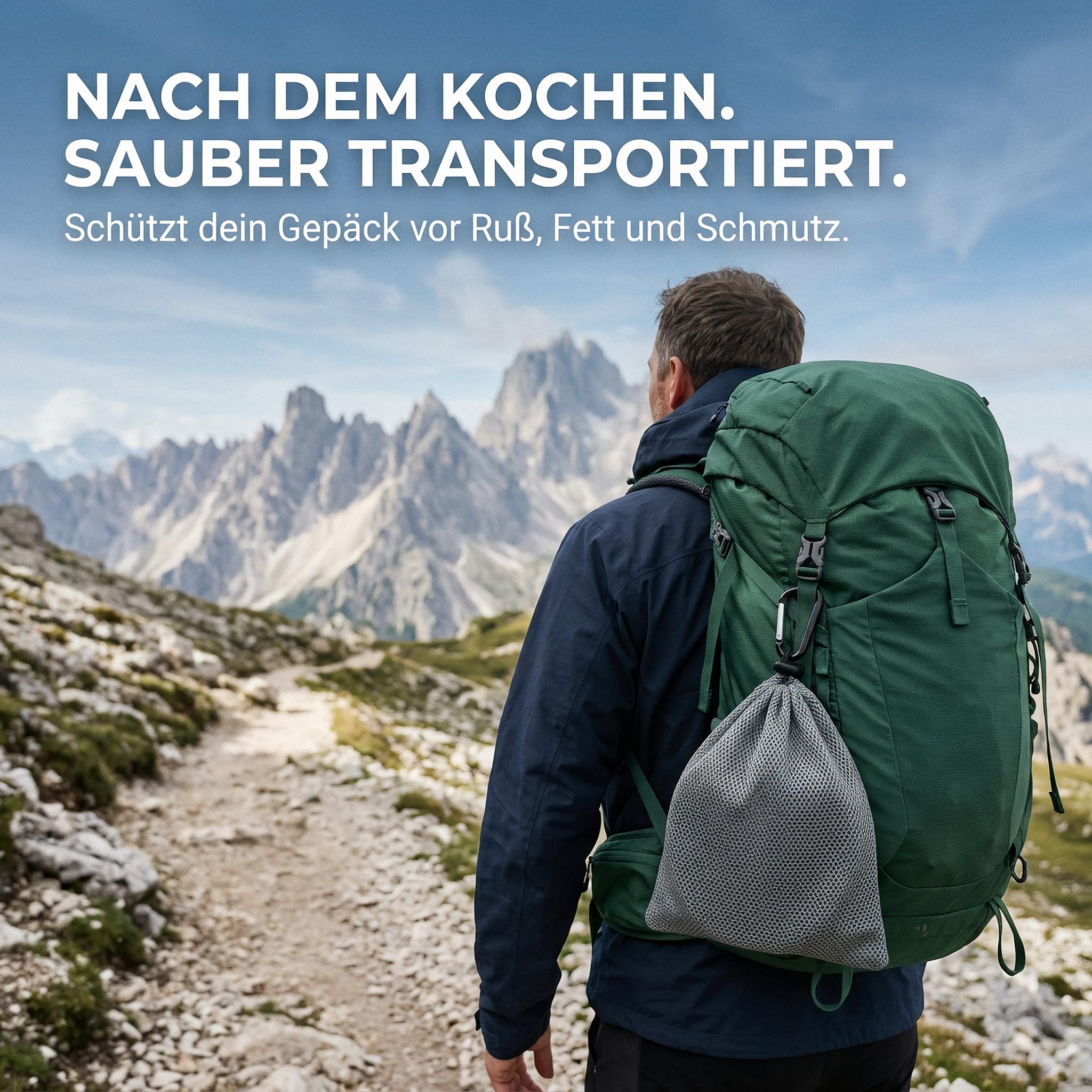 Titan Bratpfanne 20cm mit Klappgriff und Transportbeutel - 175g Ultraleichtes Campingkochgeschirr aus Titan für Outdoor, Trekking und Bushcraft - Kompakte Pfanne für Outdoor