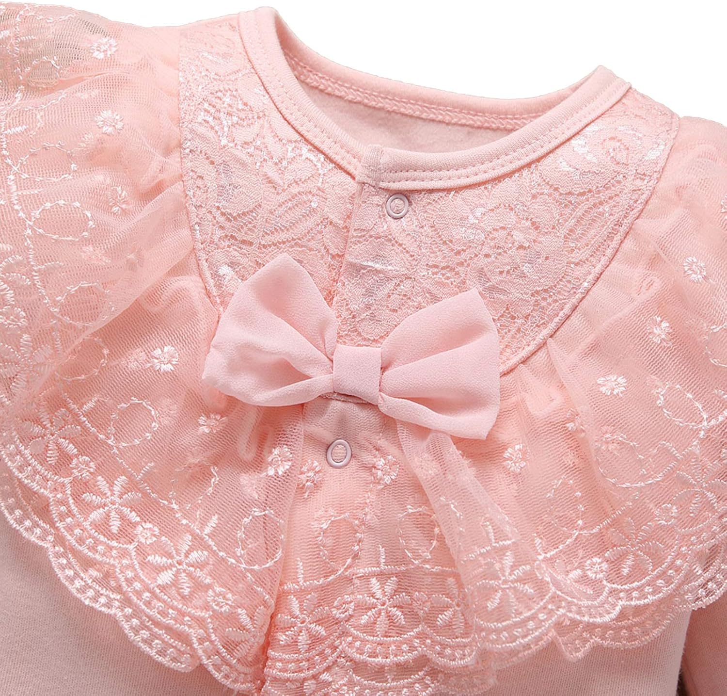 Baby Girls Cotton Romper Lace Collar Jumpsuits Long Sleeve Coveralls with Hat 2 Pieces for 0-18 Months - Image 3