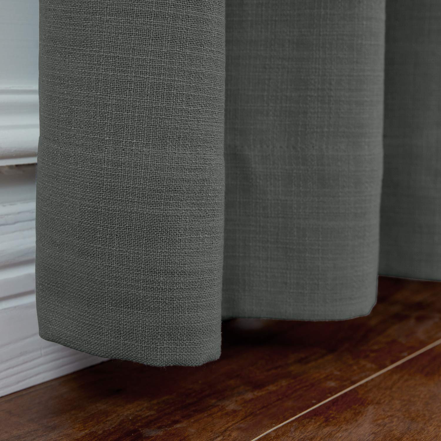 ChadMade L 140 x H 240 CM Gris Carbone Rideau en Faux H Lin Draperies Occultants Double Face, Rideau à Oeillets Bronze Antique Assombrissant pour Porte Coulissante Verre Patio Salon (1 Panneau)