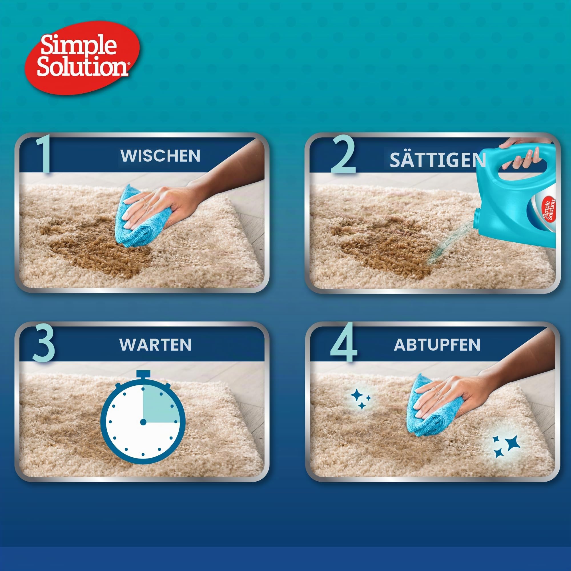 Simple Solution Katzenflecken- und Geruchsentferner | Enzymatischer Reiniger mit Pro-Bakterien Reinigungskraft - 4 Liter