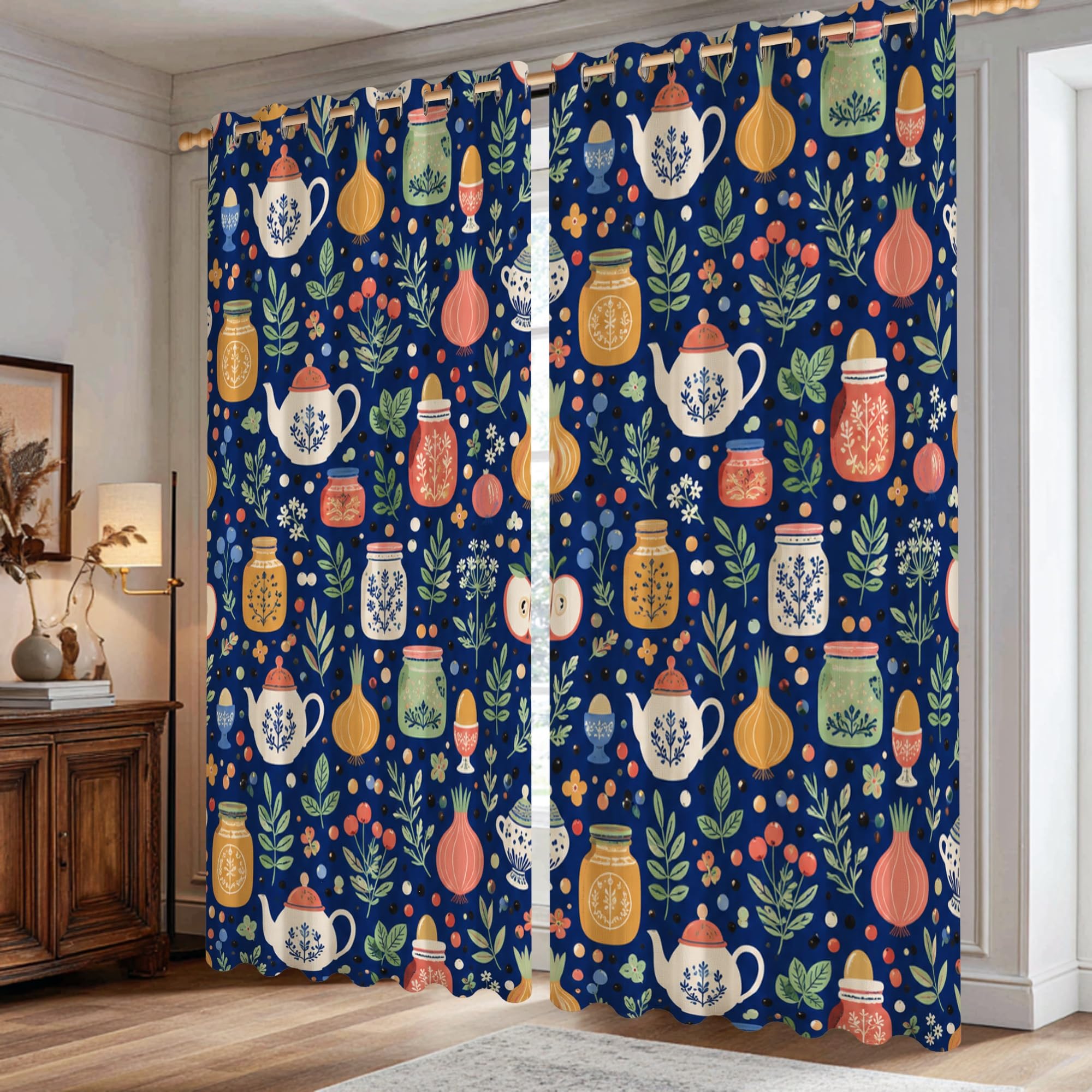 Rideaux occultants automne bleu marine pour créer un salon cocooning et chaleureux