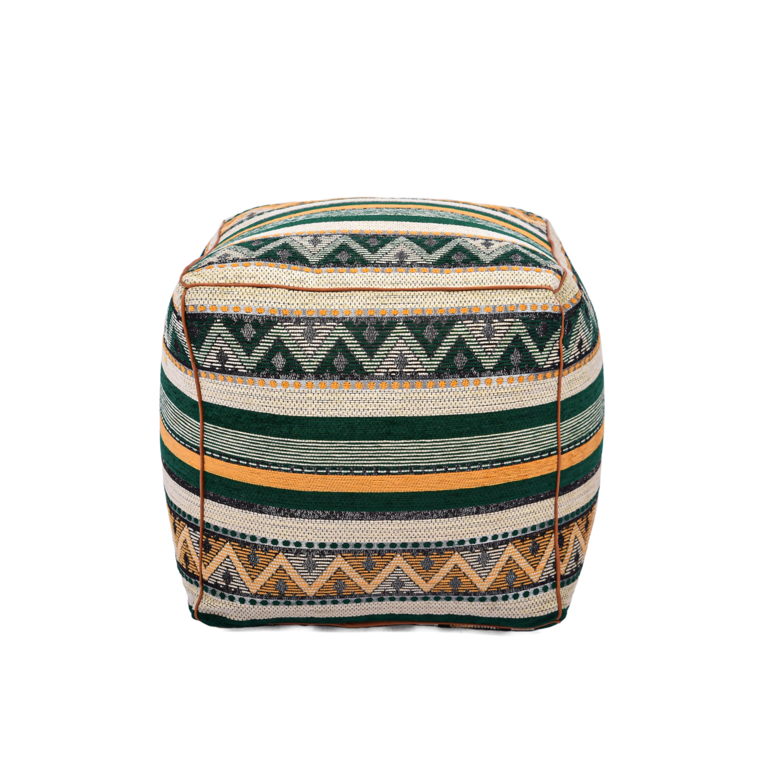 Marrakesh Gallery Moroccan Ottoman Pouf - Stuffed Ottoman Foot Stool, berber linen Versatile Pouf Ottoman for Living Room, Elegant Handmade Floor Pouf for Living Room, Bedroom or Balcony