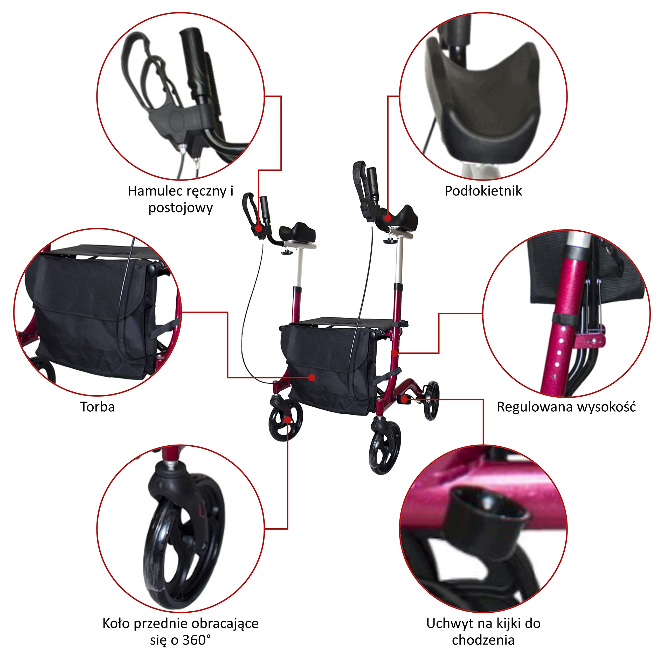 Antar AT51113 Foot Traveler in alluminio per artrite 8,60 kg, rosso