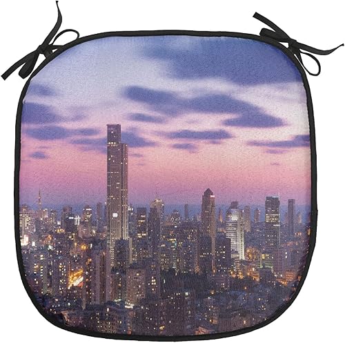 Miniatura 65 de Lunarable Cojín retro para silla, dibujo de chica a la moda en tierra primavera campo margaritas arte, acolchado de asiento para cocina y patio con