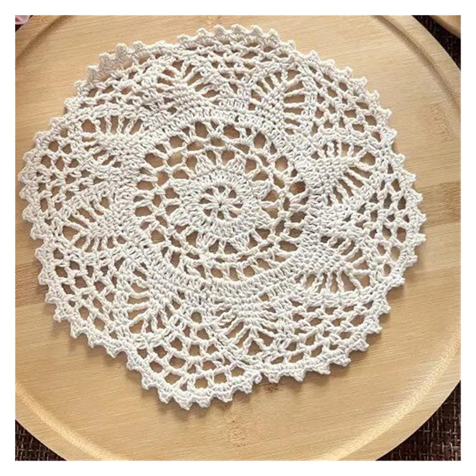Lace Doilies 2/4PCS Lace Round Cotton Table Place Mat Crochet Coffee Placemat Pad Pot Coaster Cup Mug Tea Dining Doily(Beige,4PCS 20CM)