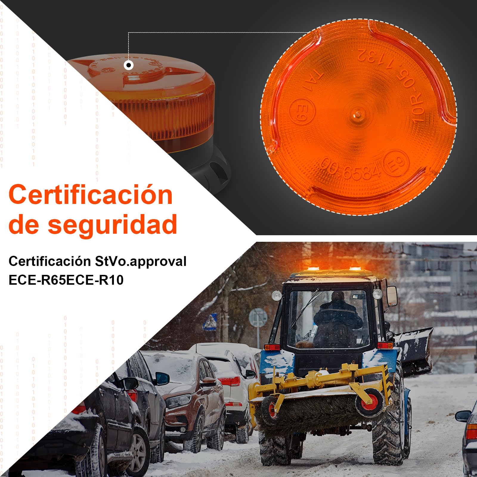 AnTom 2 unidades Luz de Emergencia LED -Sin certificación V16 9 Modos de Parpadeo, Luz de Emergencia Naranja LED con Imán para Camión, Tractor, SUV, Coche de Golf, Vehículos de Emergencia y Obras