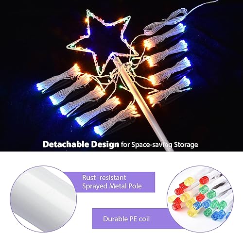 Miniatura 3 de Yescom Luz LED RGBY de 12 pies con forma de cono de cascada con remate de estrella, 9 cuerdas, 362 luces LED de estrella, decoración de Navidad,