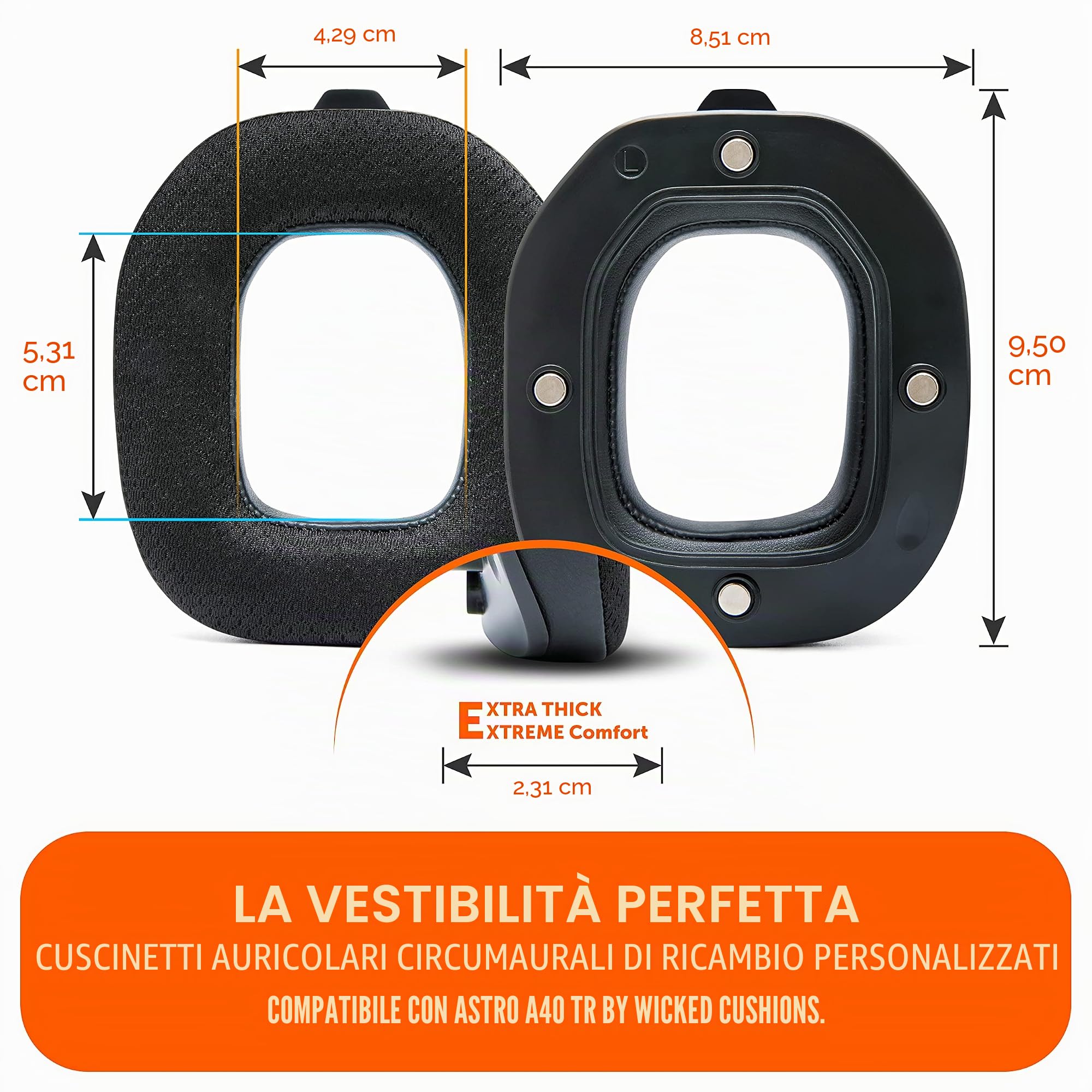 WC Mod Kit A40 – Cuscinetti auricolari in gel rinfrescante + fascia di ricambio compatibili con Astro A40 Gen 4 e A40 TR di Wicked Cushions | Comfort, raffreddamento e durata migliorati | Black