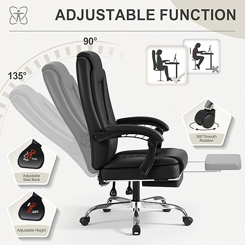Miniatura 7 de Homall Silla ejecutiva de oficina en casa con soporte lumbar, silla de oficina ergonómica ajustable de respaldo alto, silla de oficina reclinable