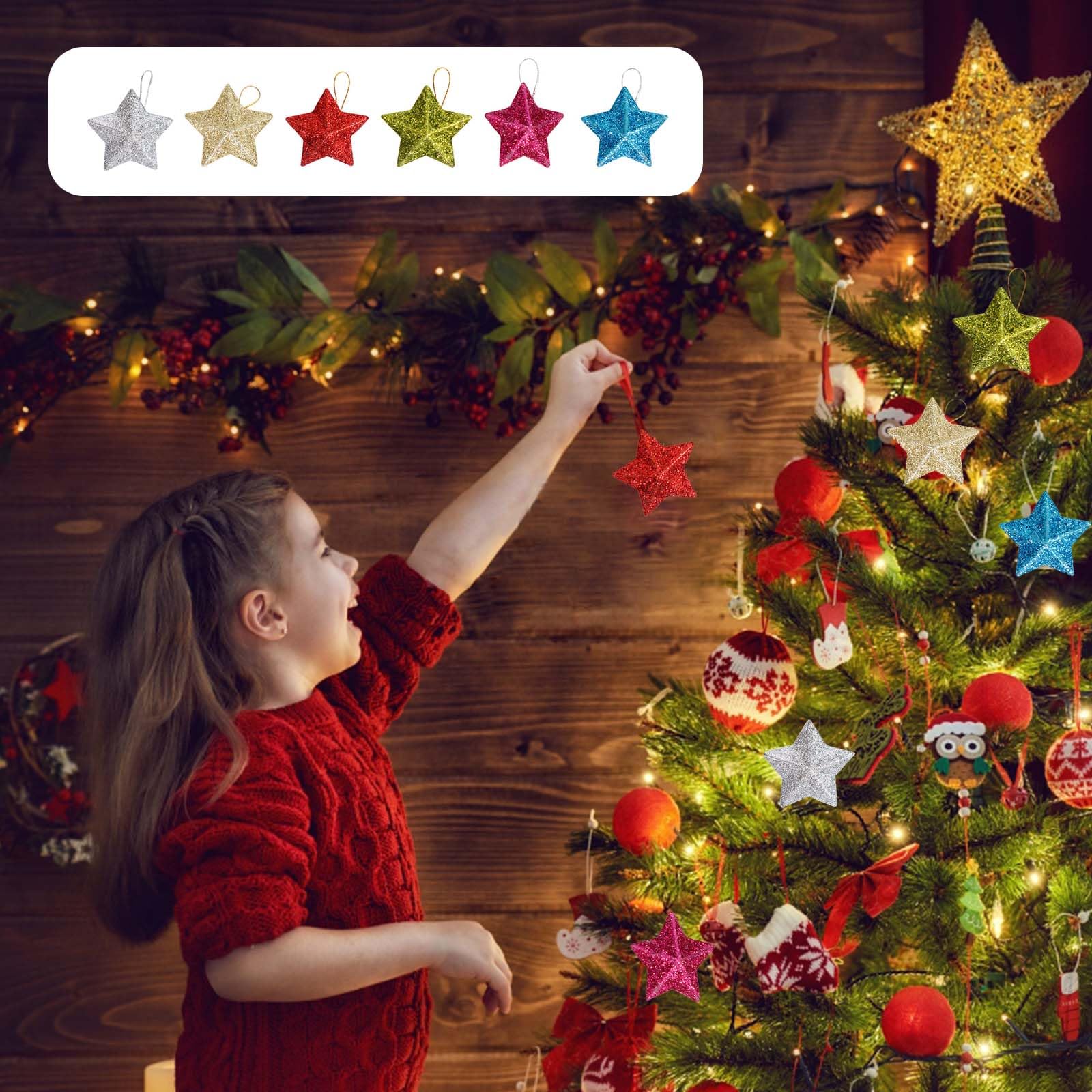 Amazon.co.jp: PAVIKEクリスマスツリー 飾り 星 (12個入り) クリスマス
