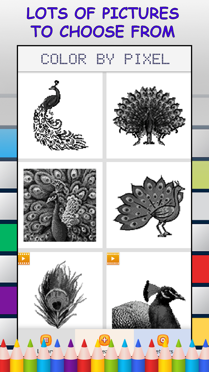 Peacocks Color by Number FREE Pixel Art Game Coloring Book Pages