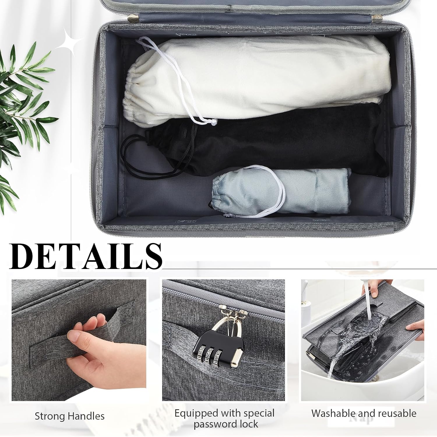 Briwooody Discreet Lockable Toy Bag,Gray,11.8 X 7.9 X 5.5 In image 5