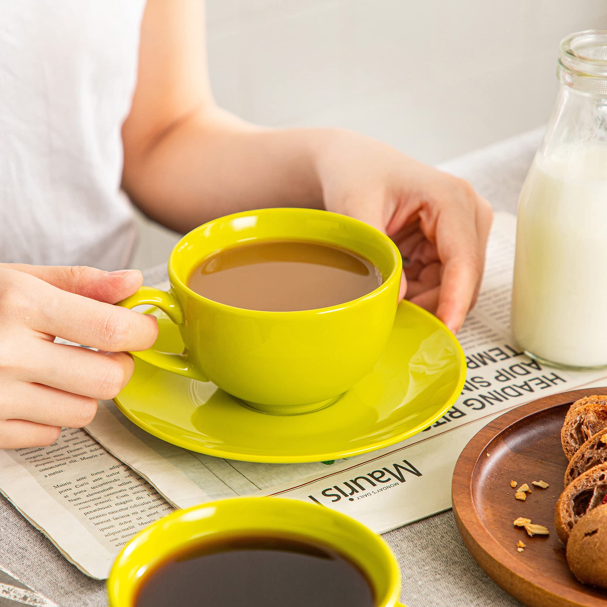 LOVECASA SWEET - Servizio da caffè in porcellana, 12 pezzi, con piattini, per 6 persone, 230 ml