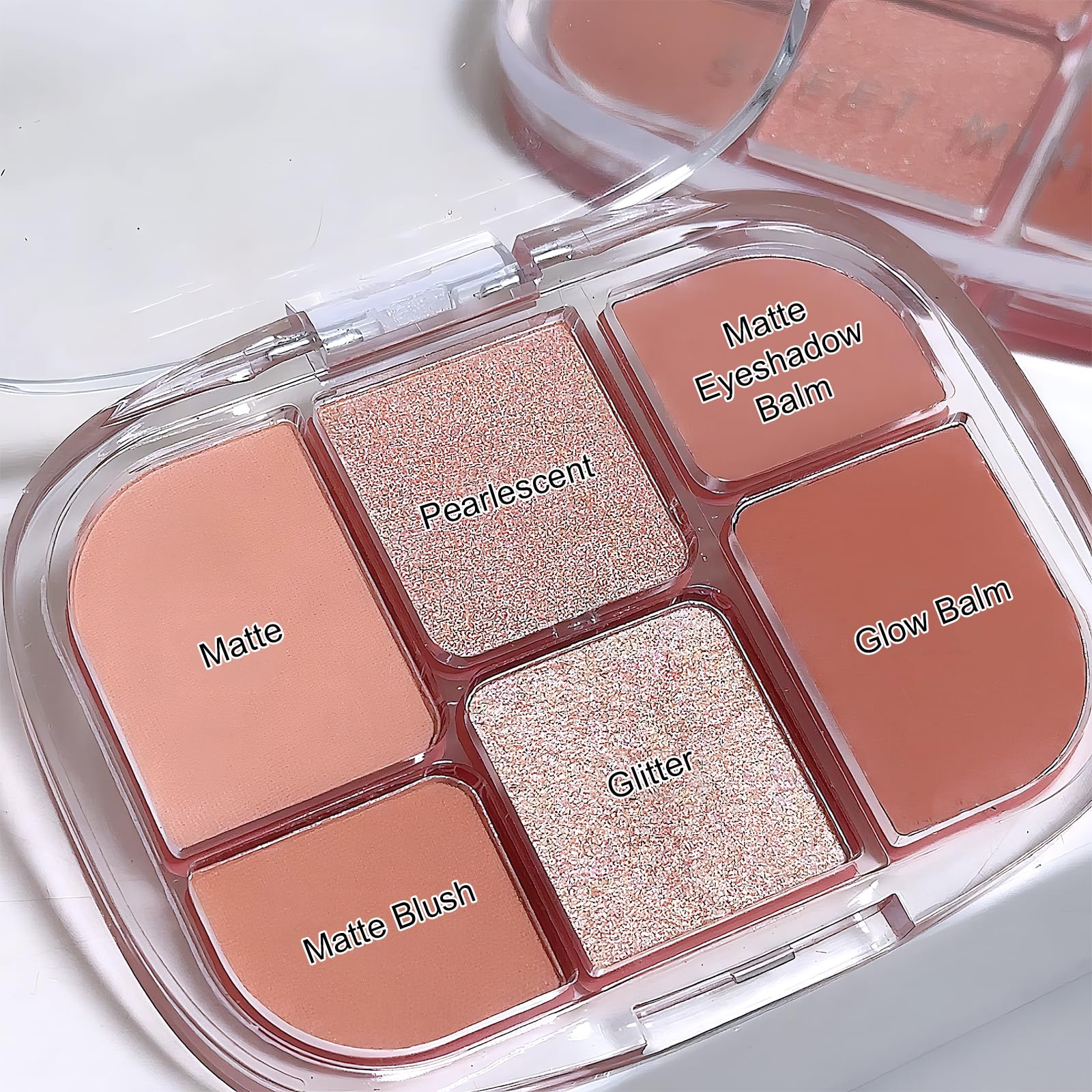 Palette de Fards À Paupières Rose 6 Couleurs, Teintes Pailletées et Mattes Hautement Pigmentées, Paupières Palette Maquillage Yeux Mat Pigmentées, Mini Maquillage pour Looks Quotidiens Eyes (03)