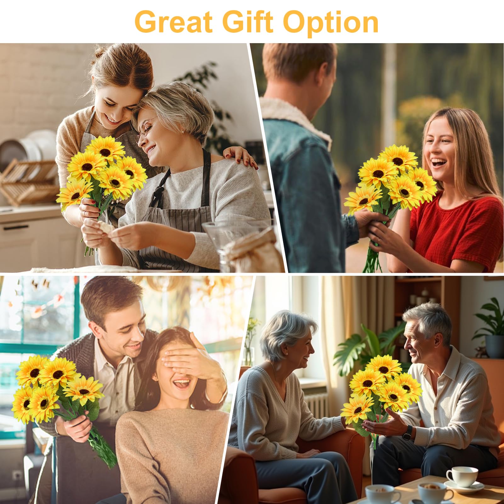 Confezione da 4 luci solari a forma di girasole impermeabili per esterni, luci a energia solare, accensione/spegnimento automatiche, luci da giardino, decorazione per prato, sentieri, paesaggi, regali