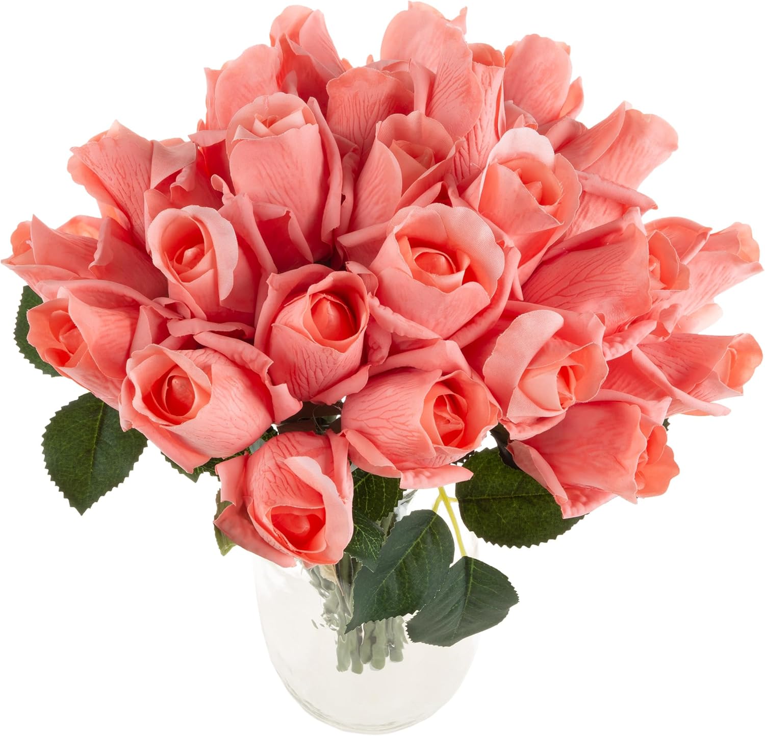 Coral Real Touch Polyester Rose Tabletop Centerpiece