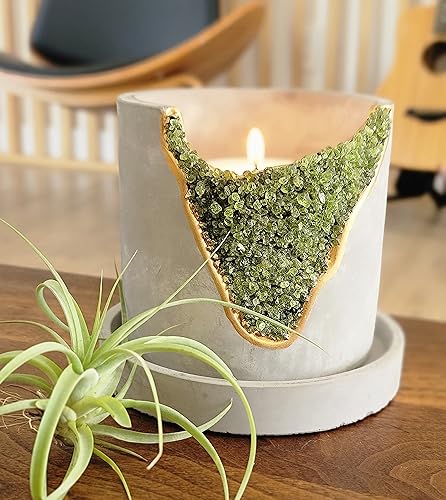 Miniatura 3 de Maceta de cristal de 4 pulgadas con platillo, maceta de geoda de cemento, macetas de concreto para plantas, maceta moderna para suculentas de