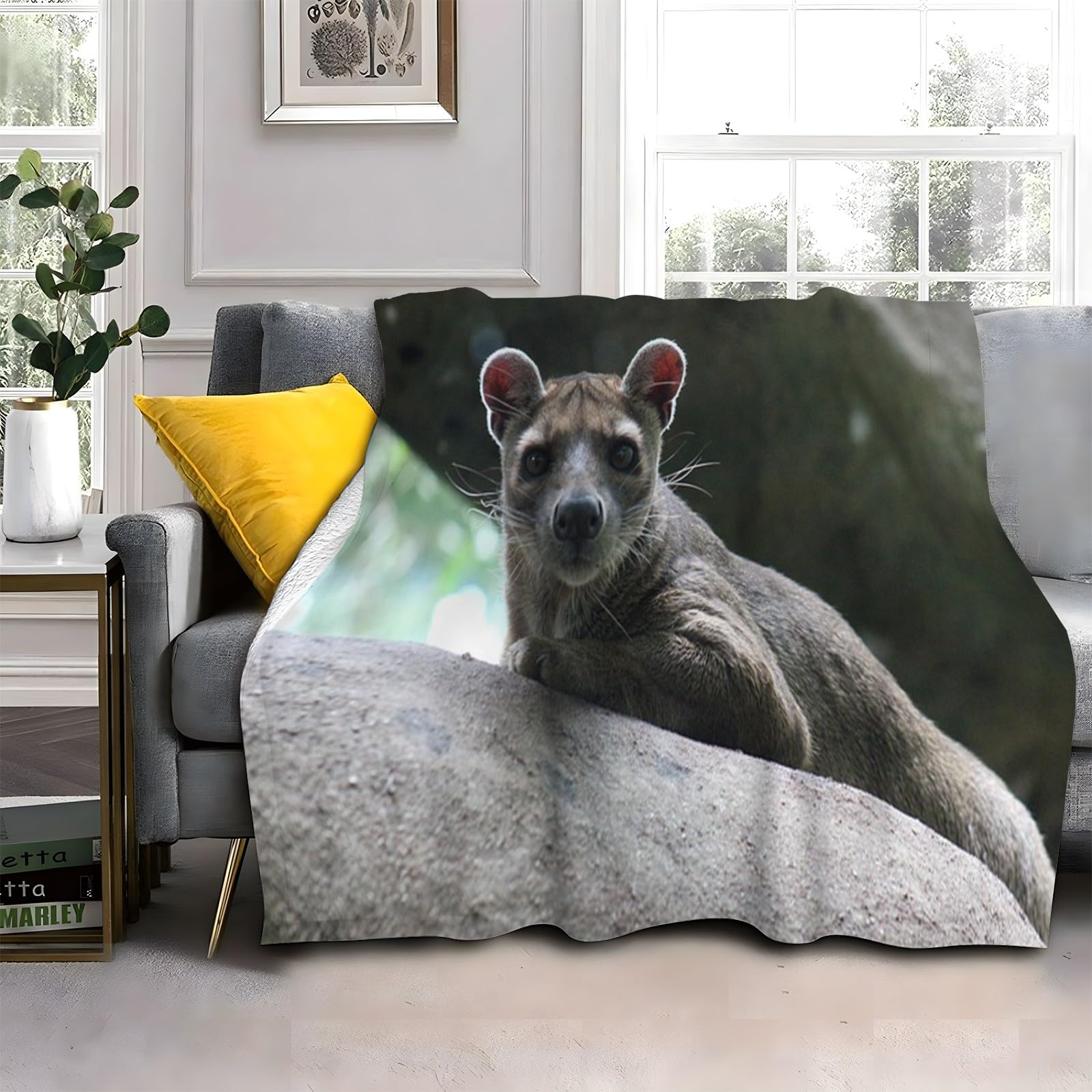 Generisch Puszysty koc do przytulania, ciemnobrązowe zwierzę, 220 x 240 cm, miękki i dwustronny koc polarowy z nadrukiem 3D, idealny koc na sofę dla wszystkich, przytulny koc na sofę i łóżko AL1704