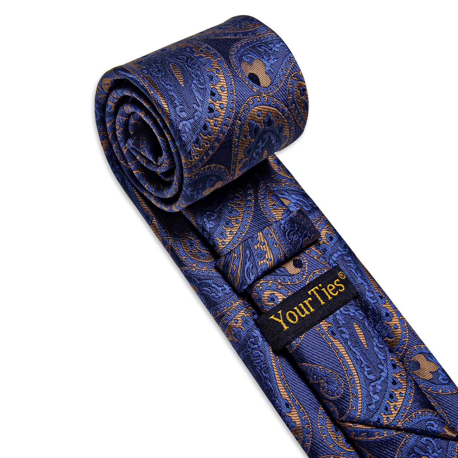 YourTies Cravatte di seta da uomo, motivo scozzese, motivo cachemire, con motivo floreale, gemelli quadrati e fermacravatta, set di fermacravatta per feste
