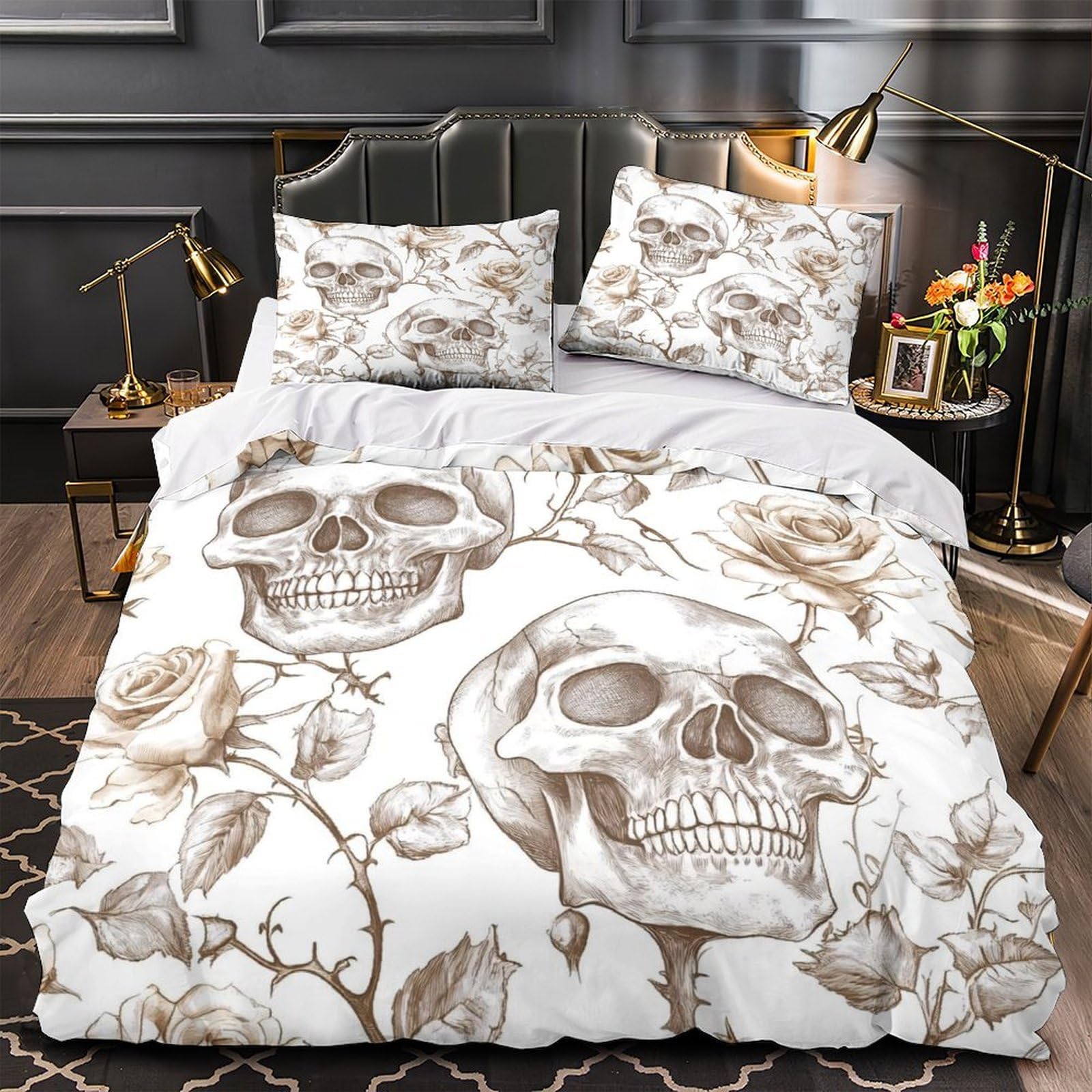 Parure de lit motif fraises en microfibre King 220x240 cm