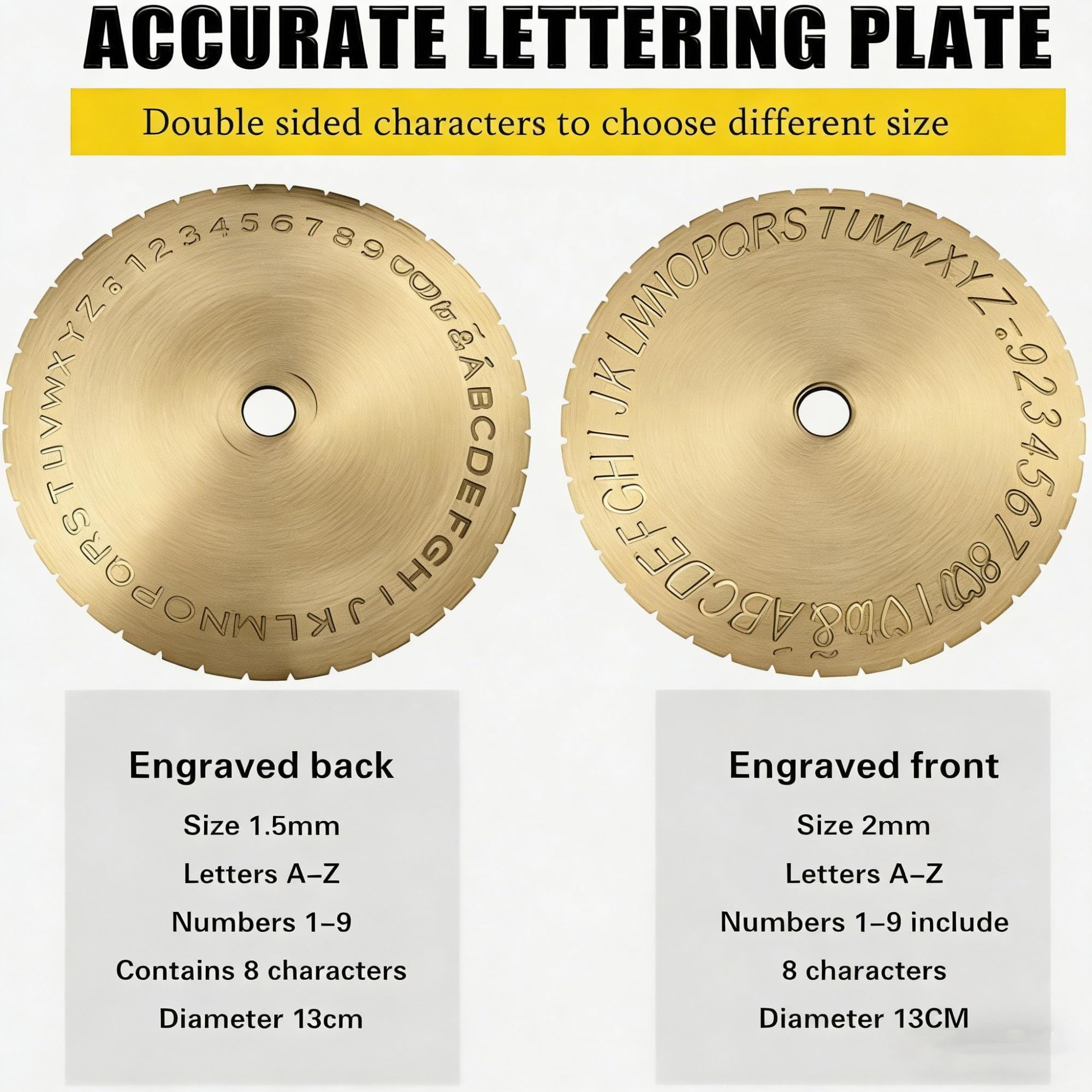 Graveur d'anneaux - Outil professionnel de gravure d'anneaux intérieurs avec cadran double face - Bloc de lettres de 1,5 mm/2,0 mm - Pour métal et fabrication de bijoux