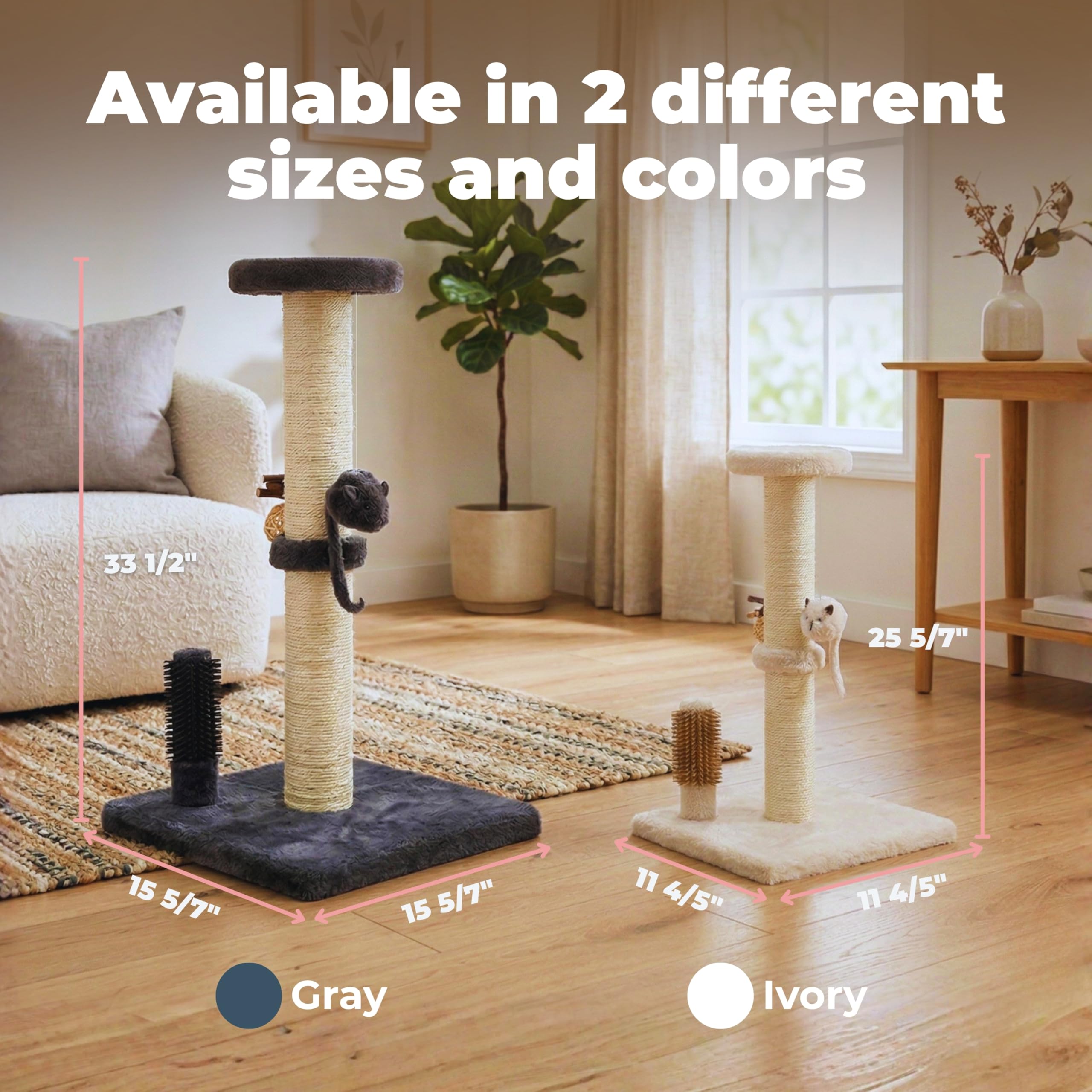 Best Pet Supplies Catify Interaktiver Kratzbaum für Katzen, Stangen, Krallensicher, Möbelschoner, Spielunterstützung, natürliches Katzenverhalten, strapazierfähig, grau, groß