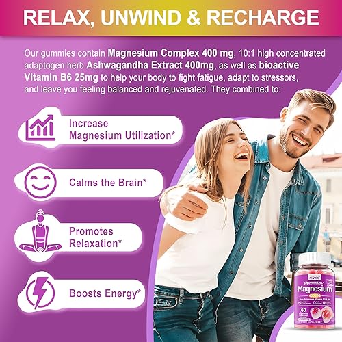 Miniatura 4 de Gomitas rellenas de magnesio y vitamina D3 sin azúcar, 400 mg  Magnesio absorbible taurato, glicinato, malato, citrato y cloruro  con citrato de