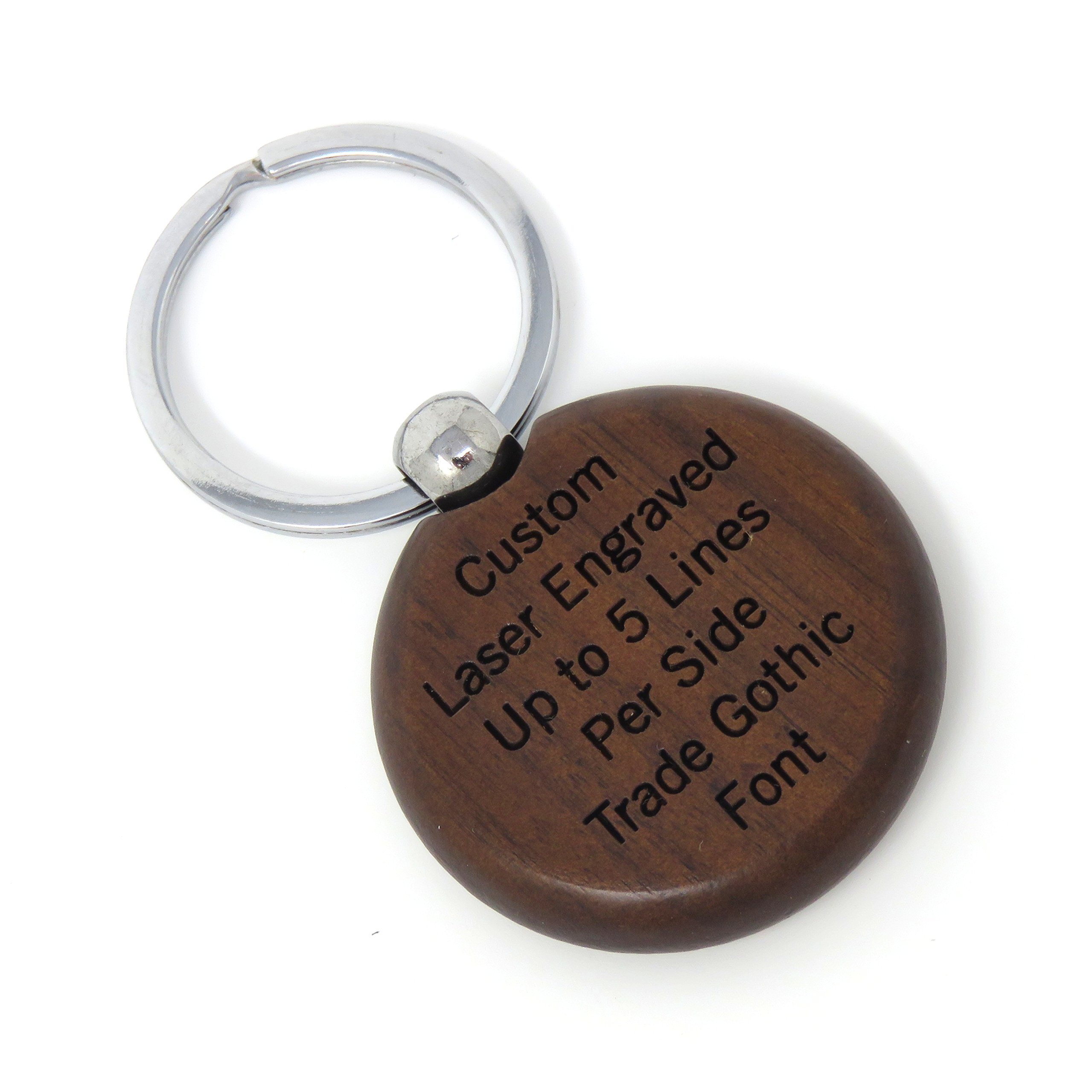 Innovative Surface Art Custom Engraved Circle Key Chain - Key Ring - Front & Back Engraved - Personalized (Walnut)