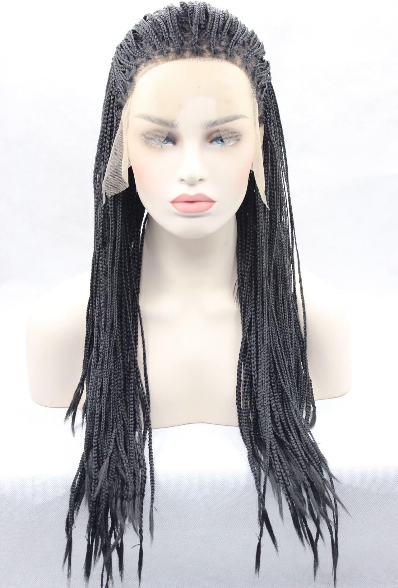 RoyalVrigin Fashion Synthetic Hand Braided Wig Crochet Braids Front Lace Wigs 22 Inch Senegal Twist Braids Lace Wigs Havana Mambo Twist Hair