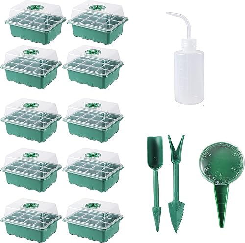 Kit de bandejas de inicio de plántulas de 120 celdas para plantas invernales, bandejas de semillas con cúpula y base, además de herramientas de